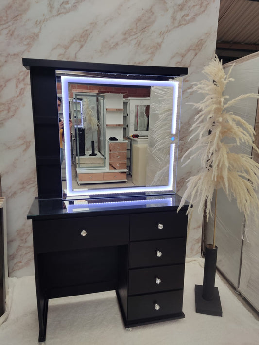 Tocador Black Mirror LED 100 cm – Diseño Deslizante y Elegante